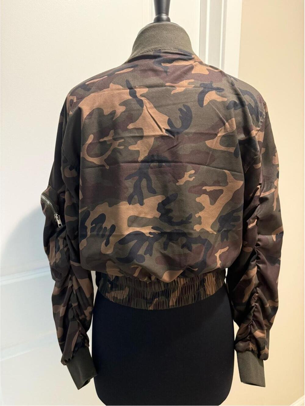 Camo Utility Bomber Jacket - Green Camo - Picture 4 of 8